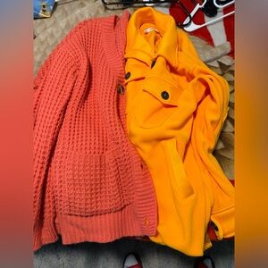 Zenana Outfitters Orange and Coral Cardigan Set